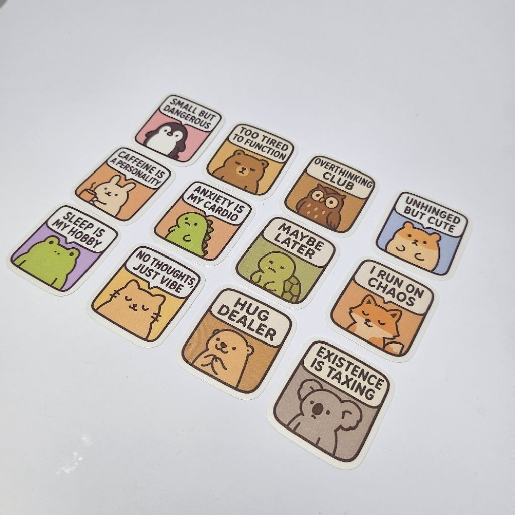 

kimchiibs Relatable Animal Panels Waterproof Stickers