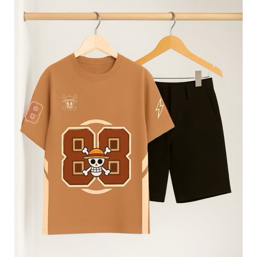 SETELAN ANAK LAKI-LAKI MOTIF ONE PIECE 1-5 TAHUN - KAOS KARAKTER & CELANA