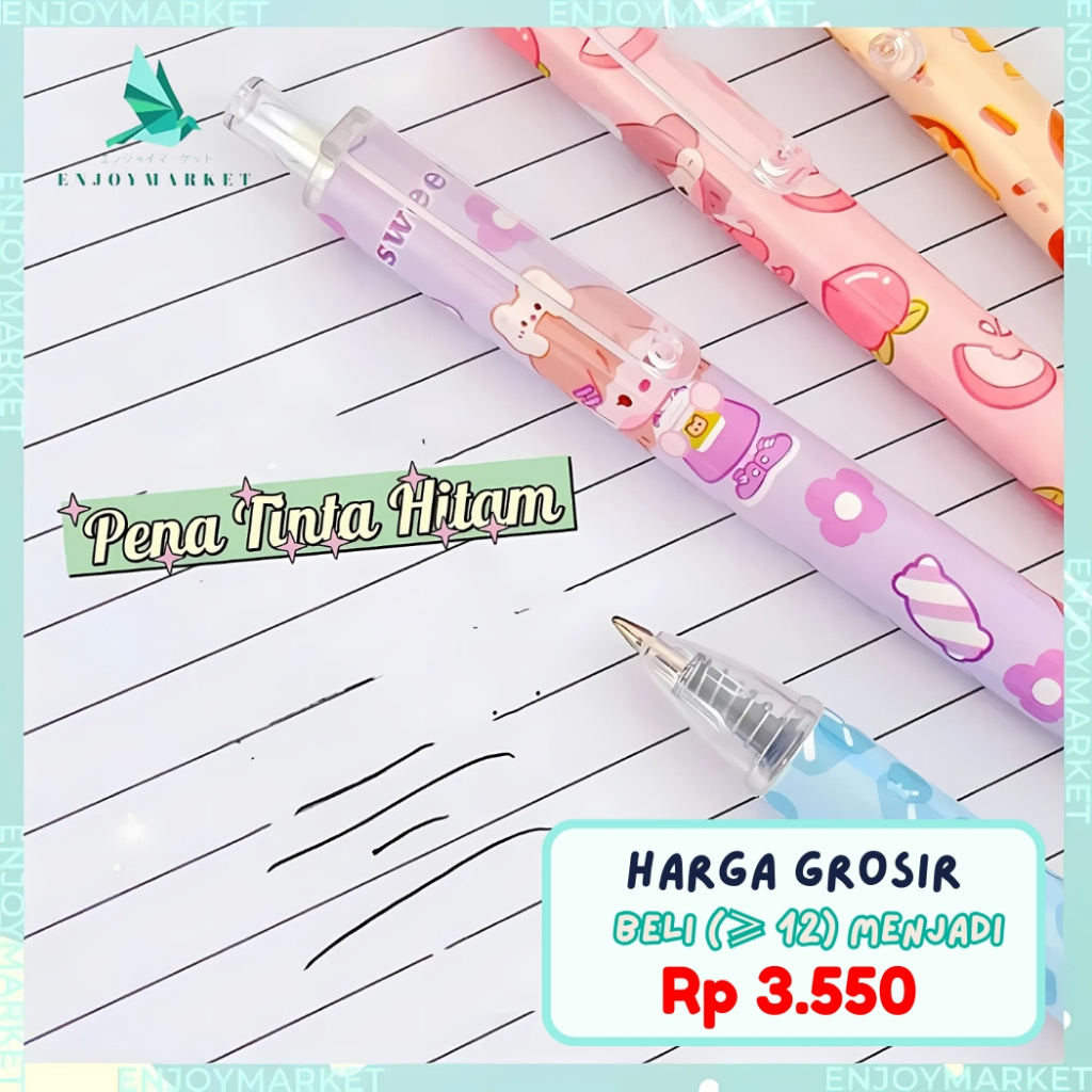 

Pena Momo Pulpen Tinta Hitam Aesthetic 0.05 1 Pc