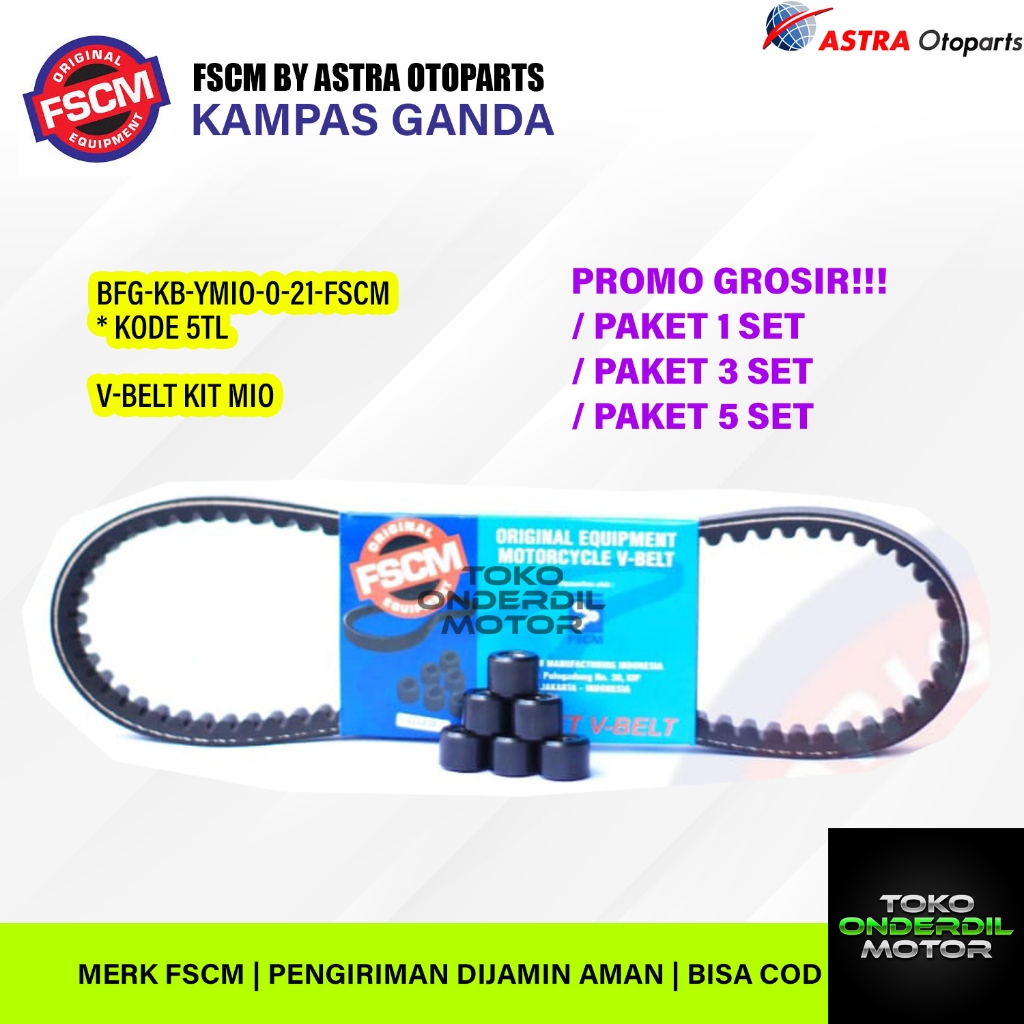FSCM VAN BELT VBELT V-Belt Kit Mio 5TL PLUS ROLLER PAKET PROMO 1 SET / 3 SET / 5 SET ORIGINAL QUALIT