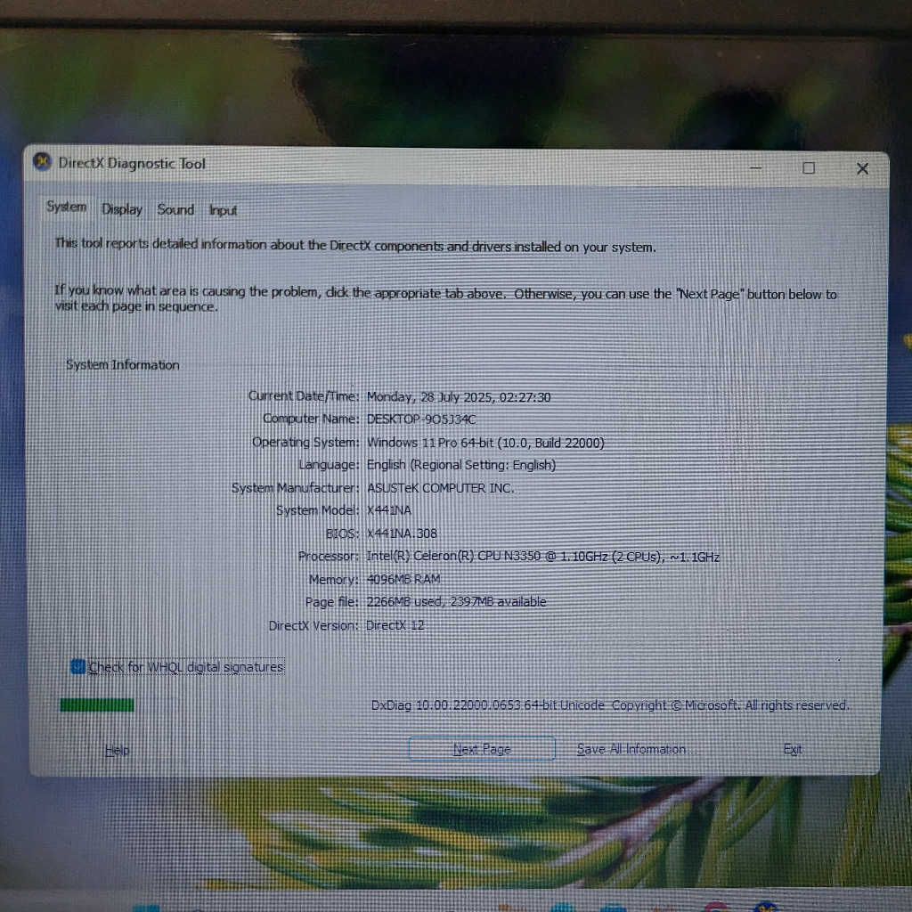 MAINBOARD LAPTOP ASUS X441NA INTEL CELERON N3350 RAM 4GB