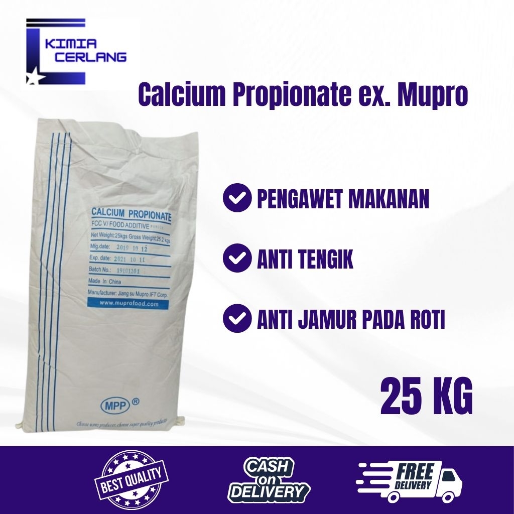 

Calcium Propionate / Kalsium Propionat Powder Pengawet Makanan Anti Tengik Ex. Mupro RRC 25 Kg 1 Zak