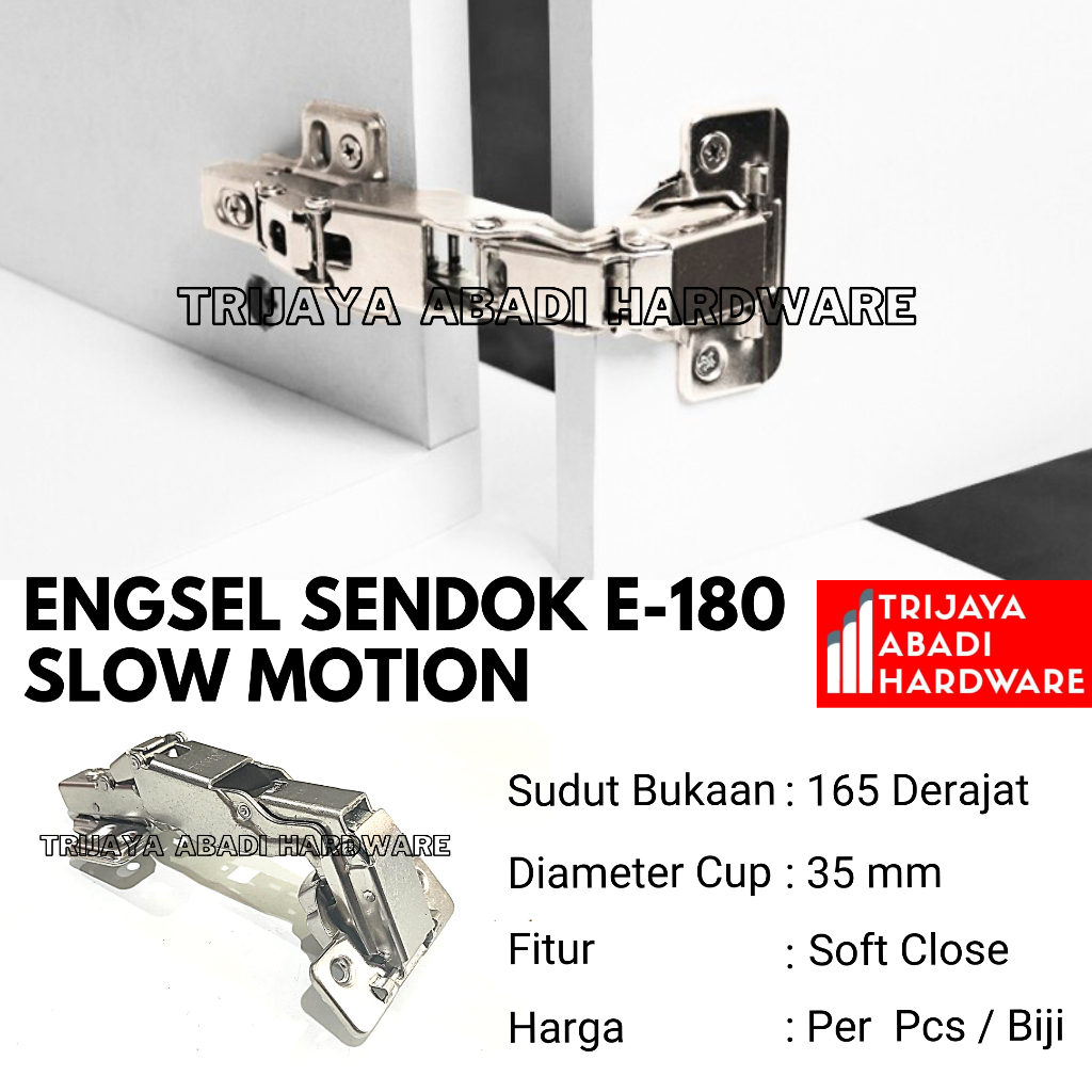 Engsel Sendok 165 Derajat E-180 Slow Motion - Engsel Pintu Kabinet