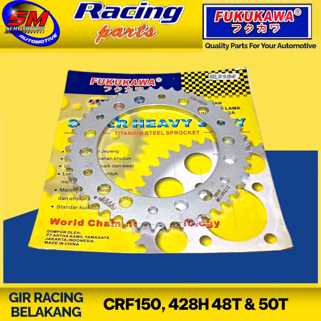 Gear belakang racing fukukawa CRF 150 428H-44/45/46/47/48/49/50