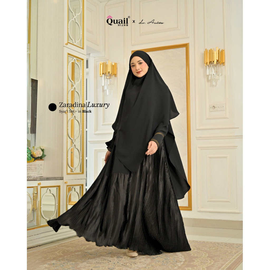 Zaradina Luxury Syar’i Set Luxury Black (Gamis + Khimar) one set syar'i Dress syar'i Dress lebaran