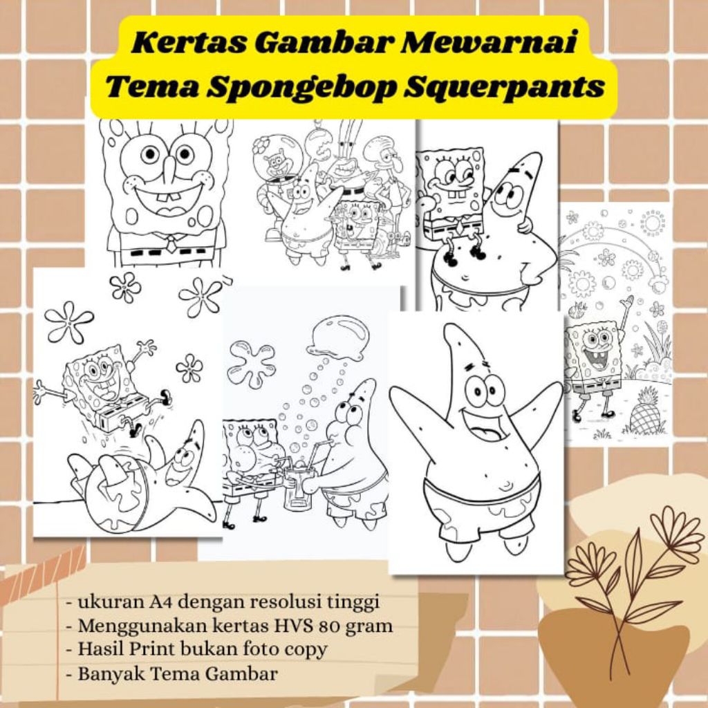 

20 LEMBAR KERTAS GAMBAR MEWARNAI TEMA SPONGEBOB SQUAREPANTS ( READY LANGSUNG KIRIM )