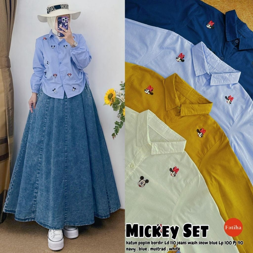 Mickey Set Katun Mix Rok Jeans (Fatiha)