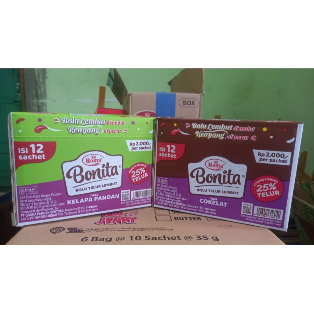 

Roma Bonita bolu coklat & pandan ( isi 12pcs @30gram)