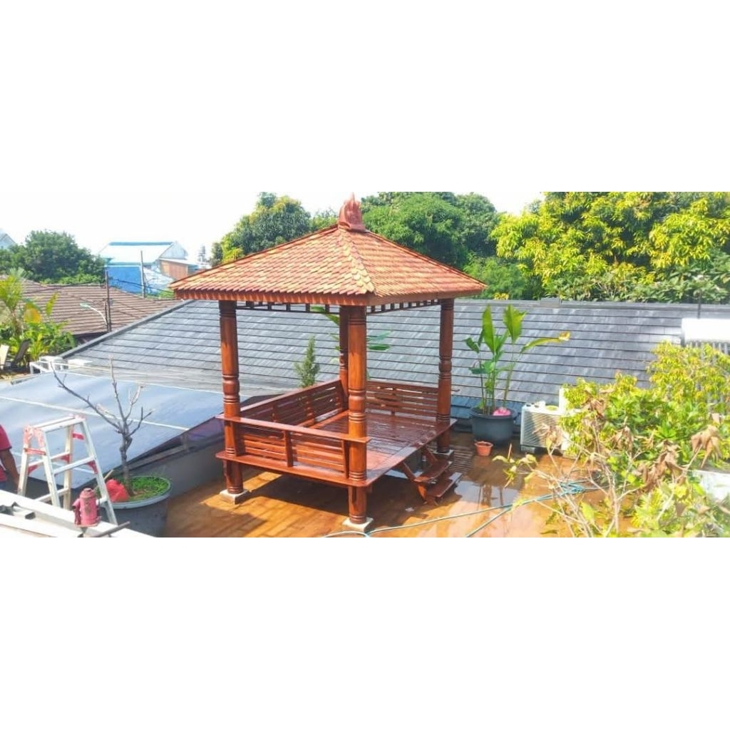 gazebo | gazebo balkon | gazebo jati | Gazebo taman | dekorasi taman | gazebo kebun