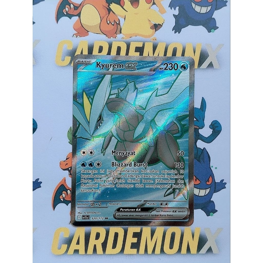 Kyurem Ex SR 320/172 SV11s Pokemon TCG Indonesia Hitam dan Putih