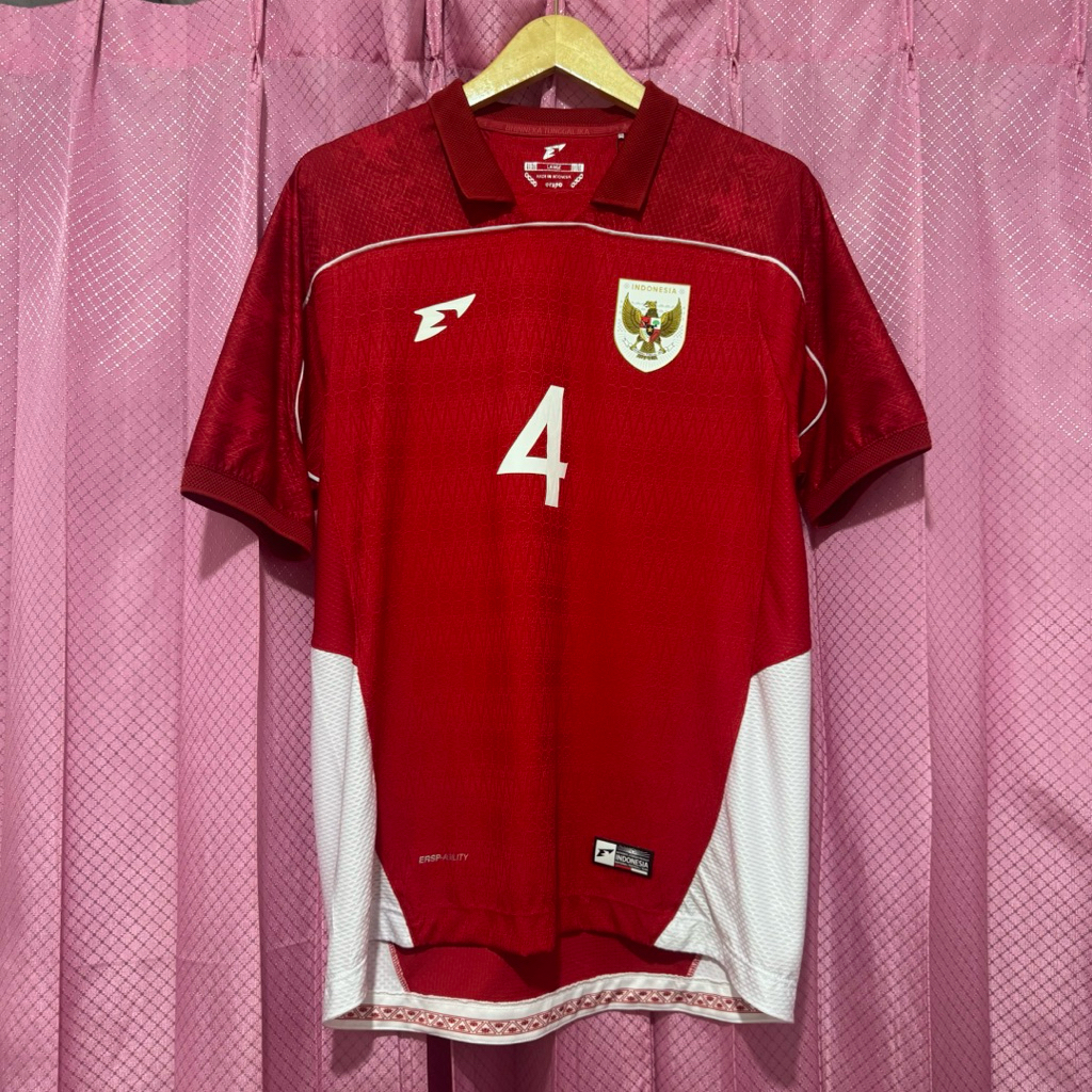 Jersey Timnas Indonesia Erspo 2025 Home Player Issue Original size L (Nameset DIKS 4)
