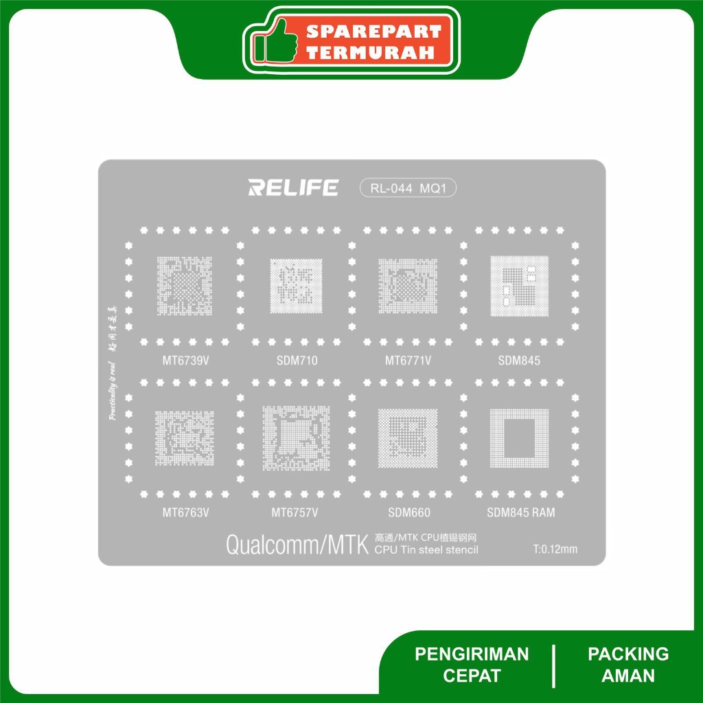 Cetakan Ic Bga Stancils RELIFE RL-044 MQ1 MT6739V / SDM710 / MT6771V / SDM845 / MT6763V / MT6757V / 