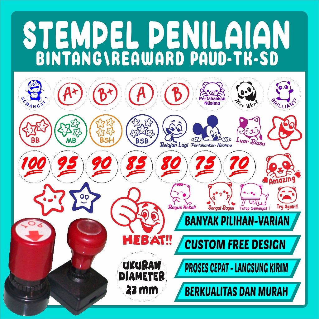 

Stempel Nilai Reward, Bintang, PAUD / TK / SD / Home Schooling