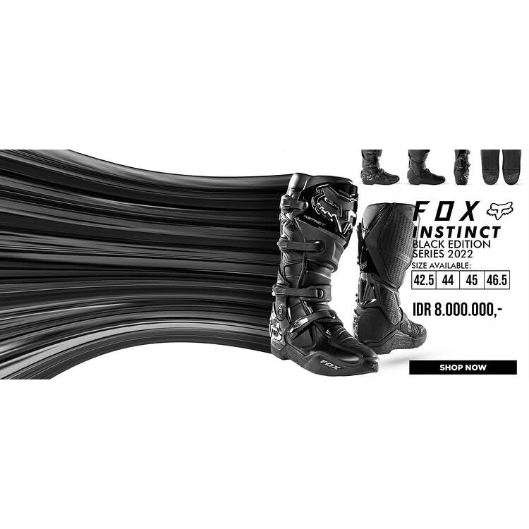 sepatu fox instinct black edition , size: 42.5 44 45 46.5