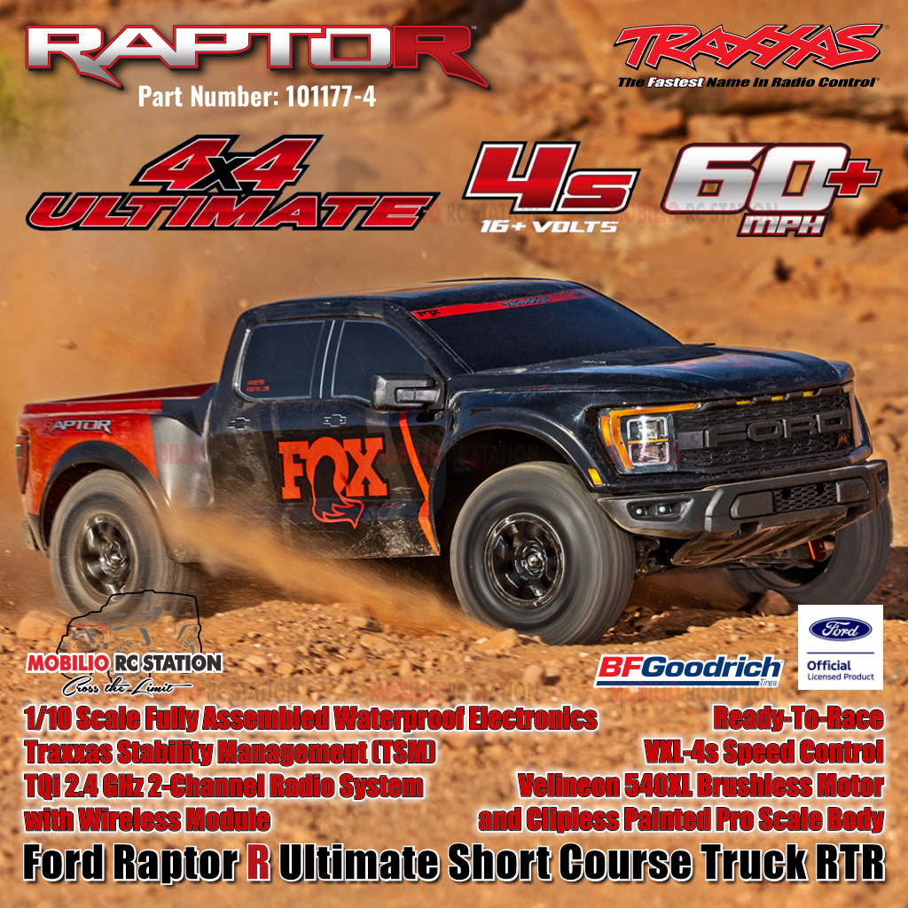 Traxxas 101177-4 Ford Raptor R Ultimate 4X4 Short Course Truck RC 1/10 Scale Fully Assembled Waterpr