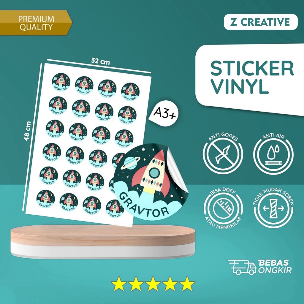 

Print Sticker Label Vinyl A3+ & Kiss Cut / Sudah Potong - Sticker Custom A3 Print Stiker Custom