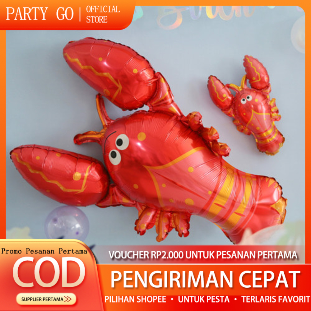 Balon Foil Jumbo Lobster  Balon Hewan Lobster Jumbo Tema Laut