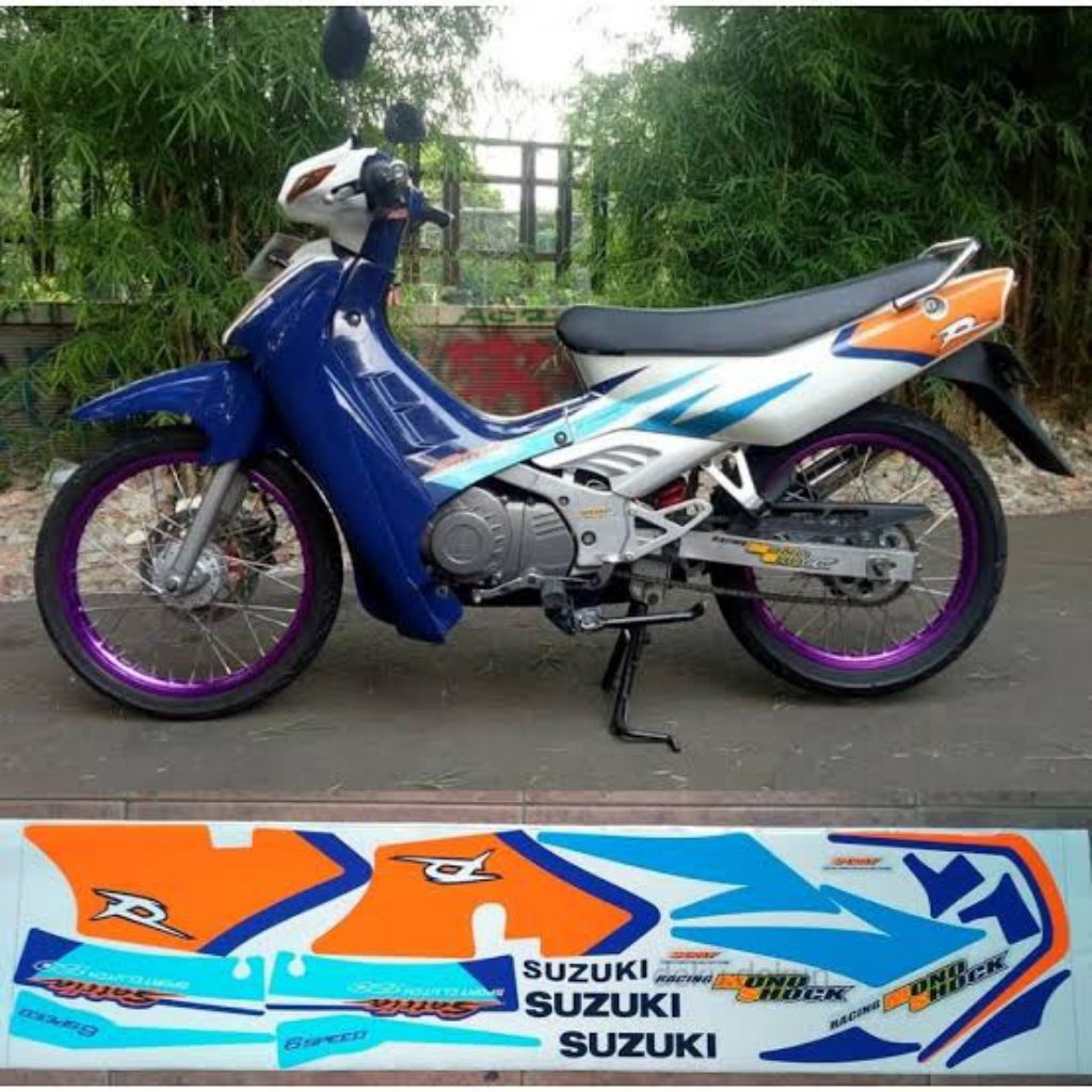 Jual Striping Satria Lumba Satria 2Tak 2001 Biru Putih Tahan Vernis