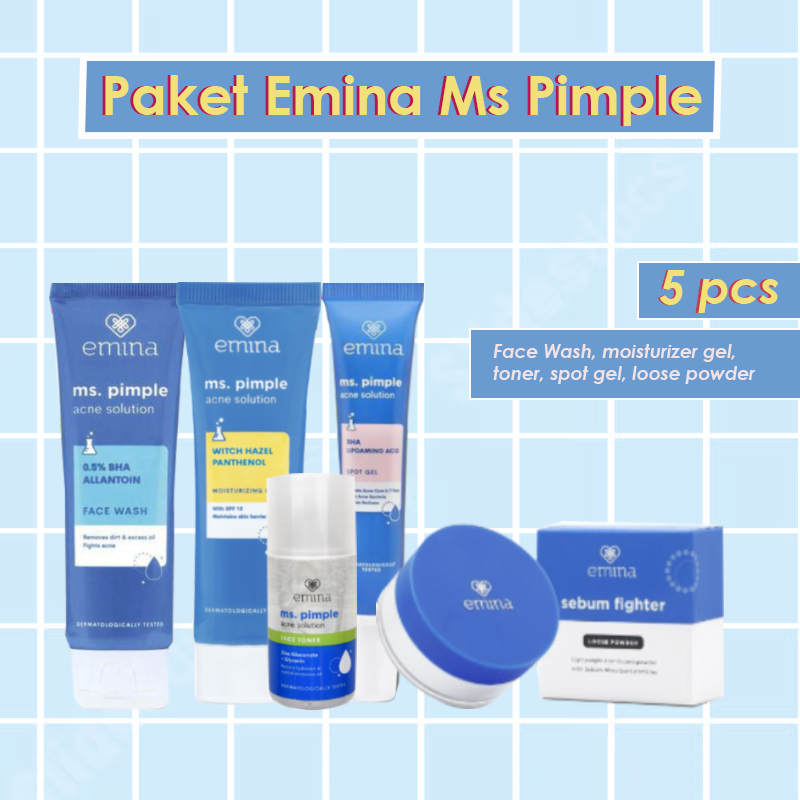 Paket Emina Ms. Pimple Acne Solution Lengkap 5 pcs untuk Jerawat dan Kulit Berminyak