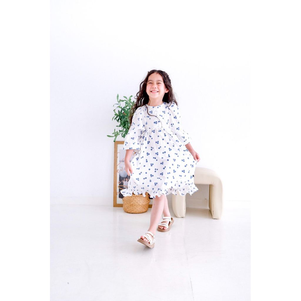 Sofia dress - dress bunga anak - dress pesta anak - dress putih anak - dress lengan panjang bung bir