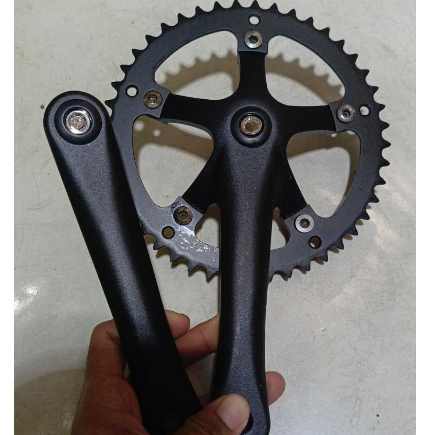 crank 45T 44T Alloy BB kotak hitam polos untuk sepeda fixie BMX commuter
