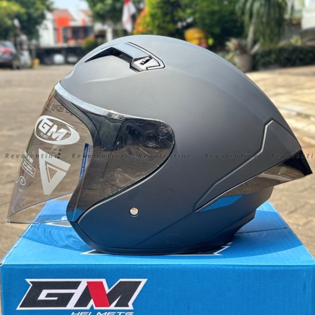 GM G2 SOLID BLACK DOFF ORIGINAL | HELM MOTOR HALF FACE GM GII HITAM DOFF ORI SNI