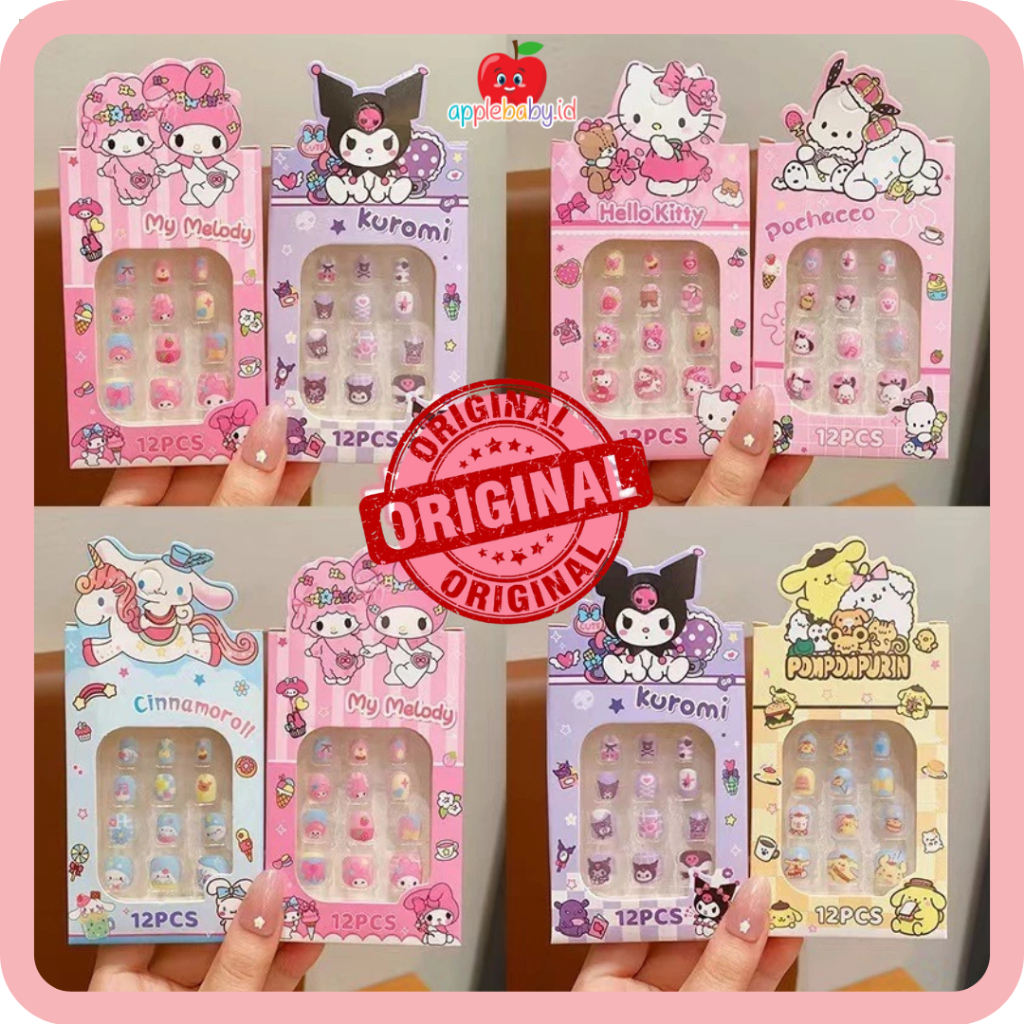 SET KUKU PALSU SANRIO MOTIF UNTUK ANAK CEWEK FAKE NAIL ART KARAKTER