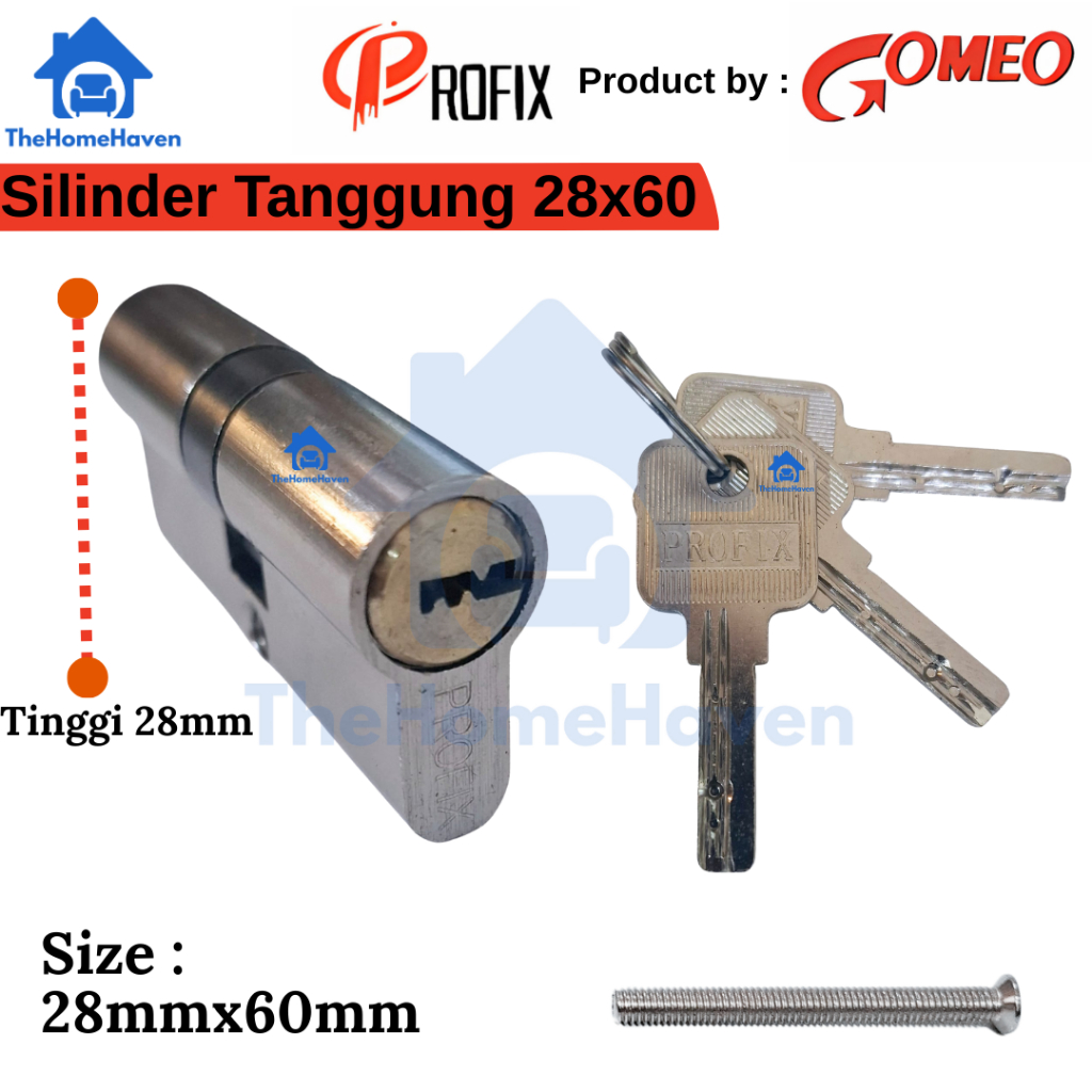 PROFIX Silinder Kunci Pintu Kecil Tanggung 3 Kunci Cadangan | 100% Jantung Kuningan | Model Komputer