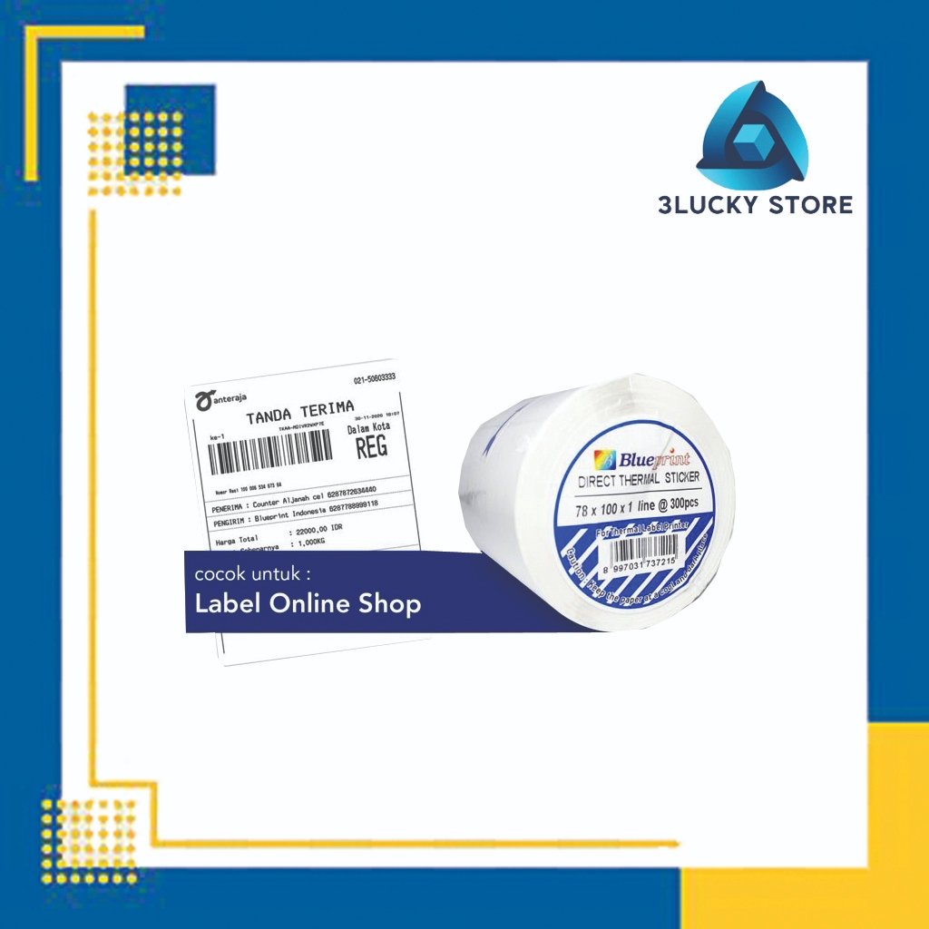 

Blueprint Direct Thermal Sticker Label 78x100mm 300 Pcs - 1 Roll