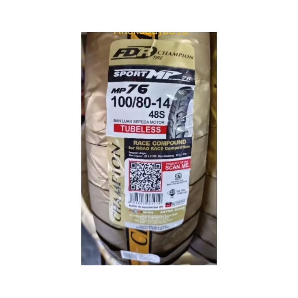 ban luar racing 100/80-14 fdr mp 76 tubeless
