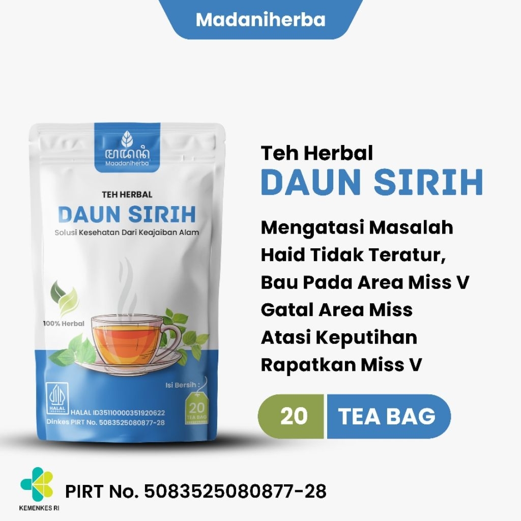 

TEH DAUN SIRIH ISI 20 CELUP - BELI 2 GRATIS 1 - MEMELIHARA KESEHATAN KEWANITAAN