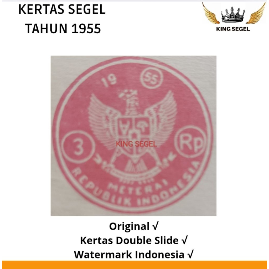 

Kertas Segel Tahun 1955 Double Asli (Beli 1 Gratis 1)