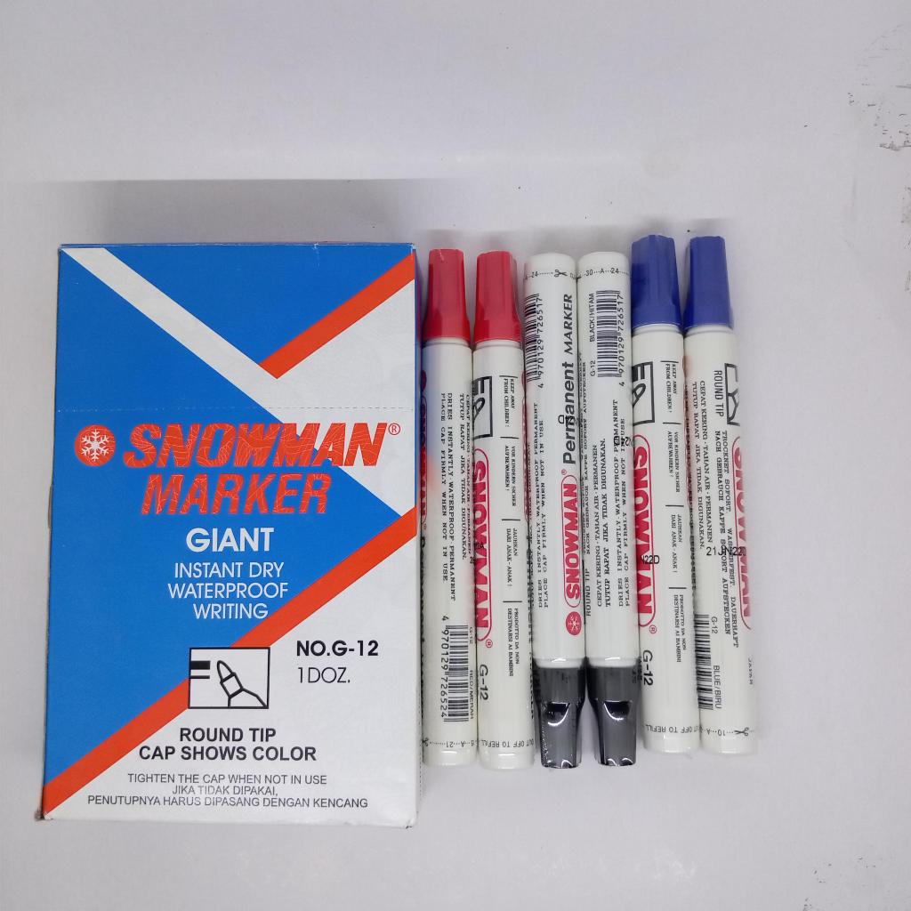 

Spidol Permanen Snowman / Spidol Marker Snowman G 12 Hitam / Biru / Merah