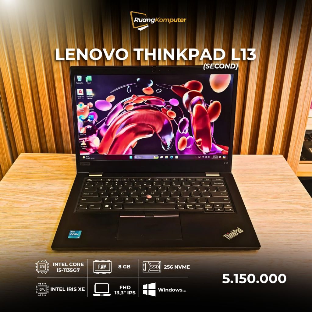 Laptop Lenovo Thinkpad L13 Intel Core i5-1135G7 RAM 8GB SSD 256GB FHD 13.3inch IPS Second original b
