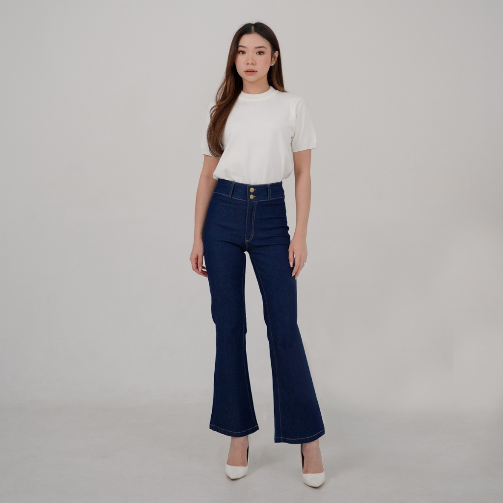Foxquinn DIORA DENIM PANTS / Highwaist Flare Jeans / Celana Panjang Jeans Wanita