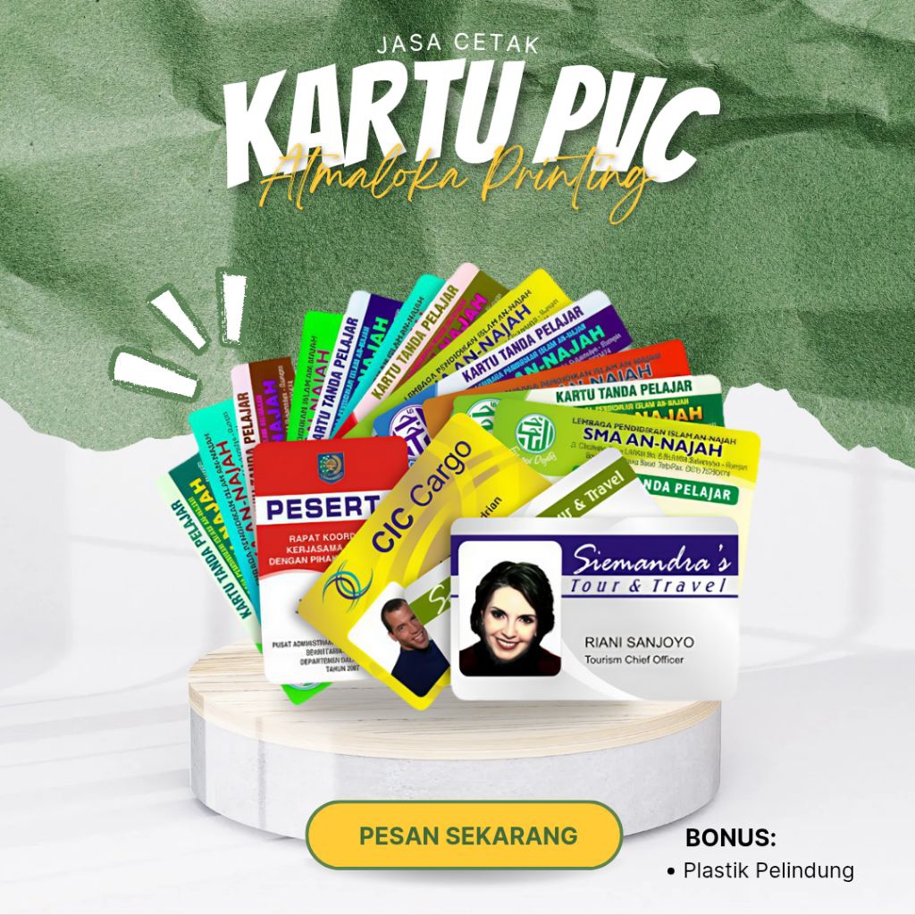 JASA CETAK KARTU NAMA/ ID CARD BAHAN PVC SATUAN