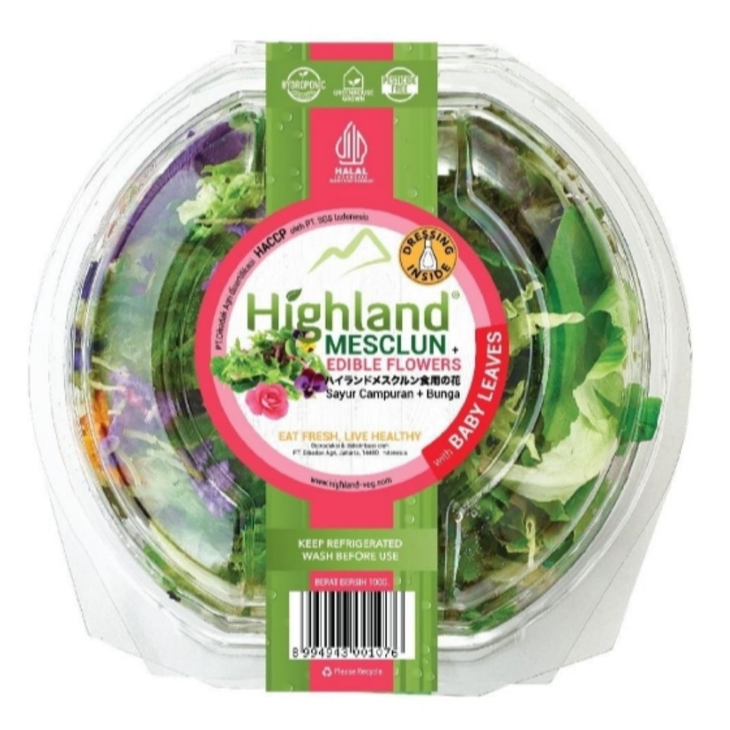

Highland Mesclun w / Edible Flowers 100gr + Dressing
