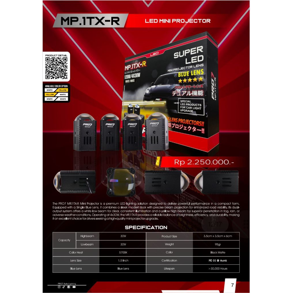MINI PROJIE | MINI LASSER PRO7 MP.1TX-R  ( 1 MATA ) 30X4 120 WATT | MINILASER PRO7 ORIGINAL