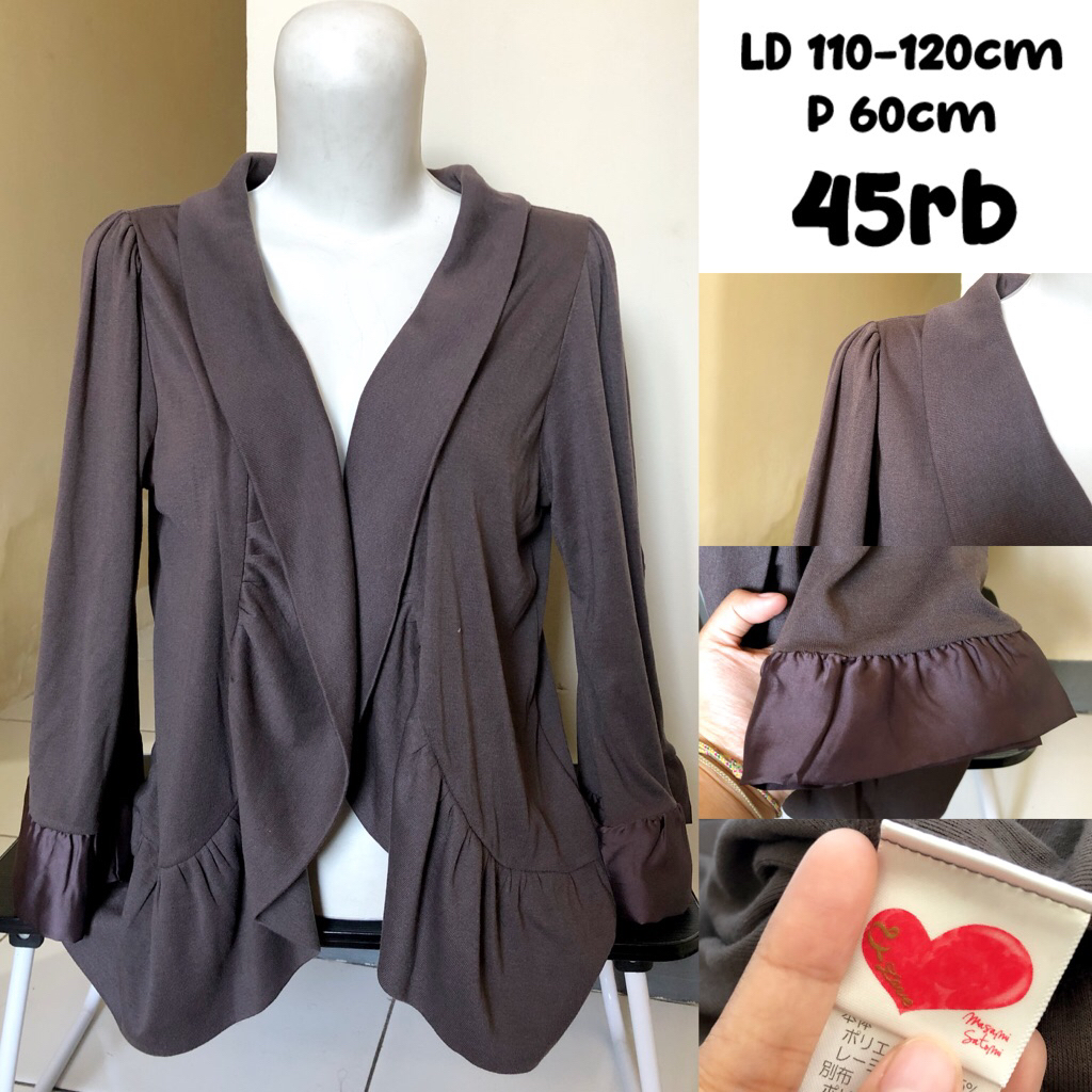 Outer Coklat Tua Blazer Tebal Kriwil Mewah