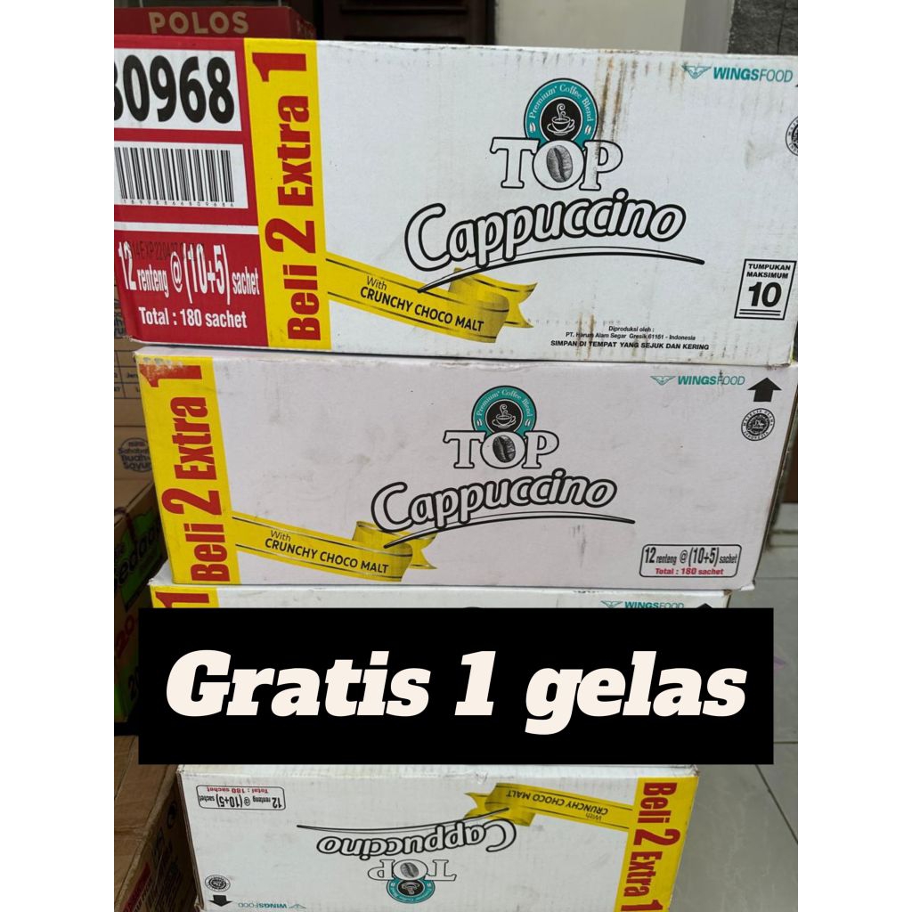 

1 karton KOPI TOP CAPPUCINO isi 180sachet ( 12rtg x 15 x 25gr ) ( free 1pcs gelas )