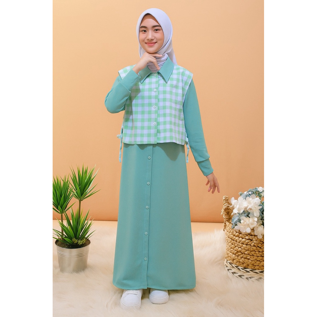 New Arrival Gamis Anak Tanggung Karina Dress Crincle Airflow x Katun Premium Usia 5-13 Tahun Hitam, 