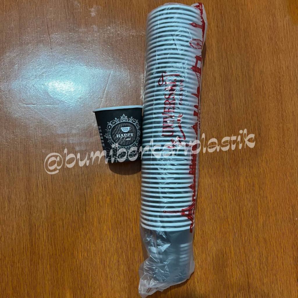 Paper Cup Gelas Kopi 6,5 Oz Tahan Panas Teh Susu Milo Putih Coklat Isi 50Pcs
