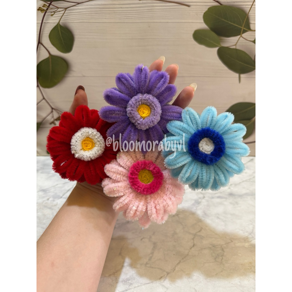 Gantungan Kunci Bunga Gerbera / Bag Charm Gerbera / Bunga Gerbera Kawat Bulu