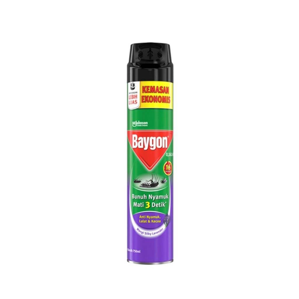 Baygon Obat Nyamuk Aerosol Silky Lavender 750 ml