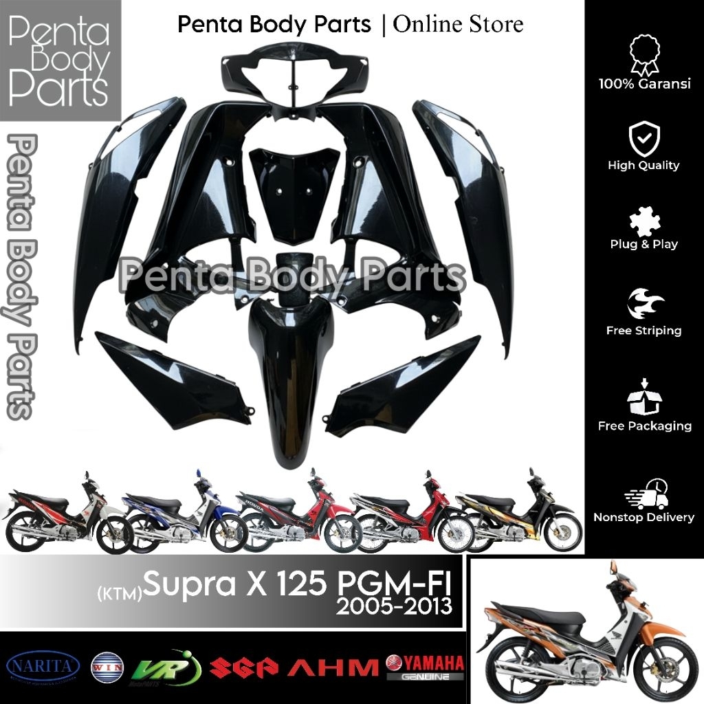 Full Set Cover Body Halus Supra X 125 PGM-FI (KTM) - Ful Bodi Halus Honda Supra X 125 FI Lama Old 20