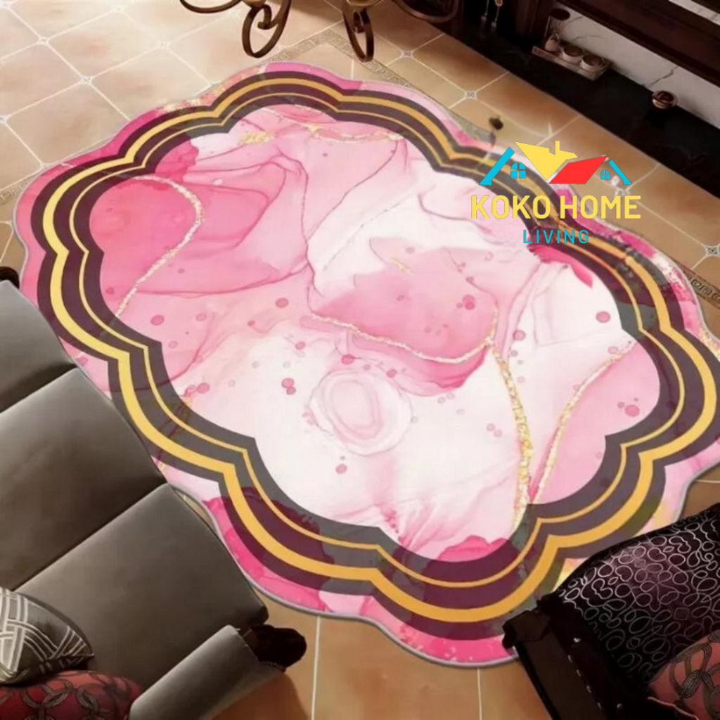 Karpet Lantai Abstrak Marmer Estetik 100x150