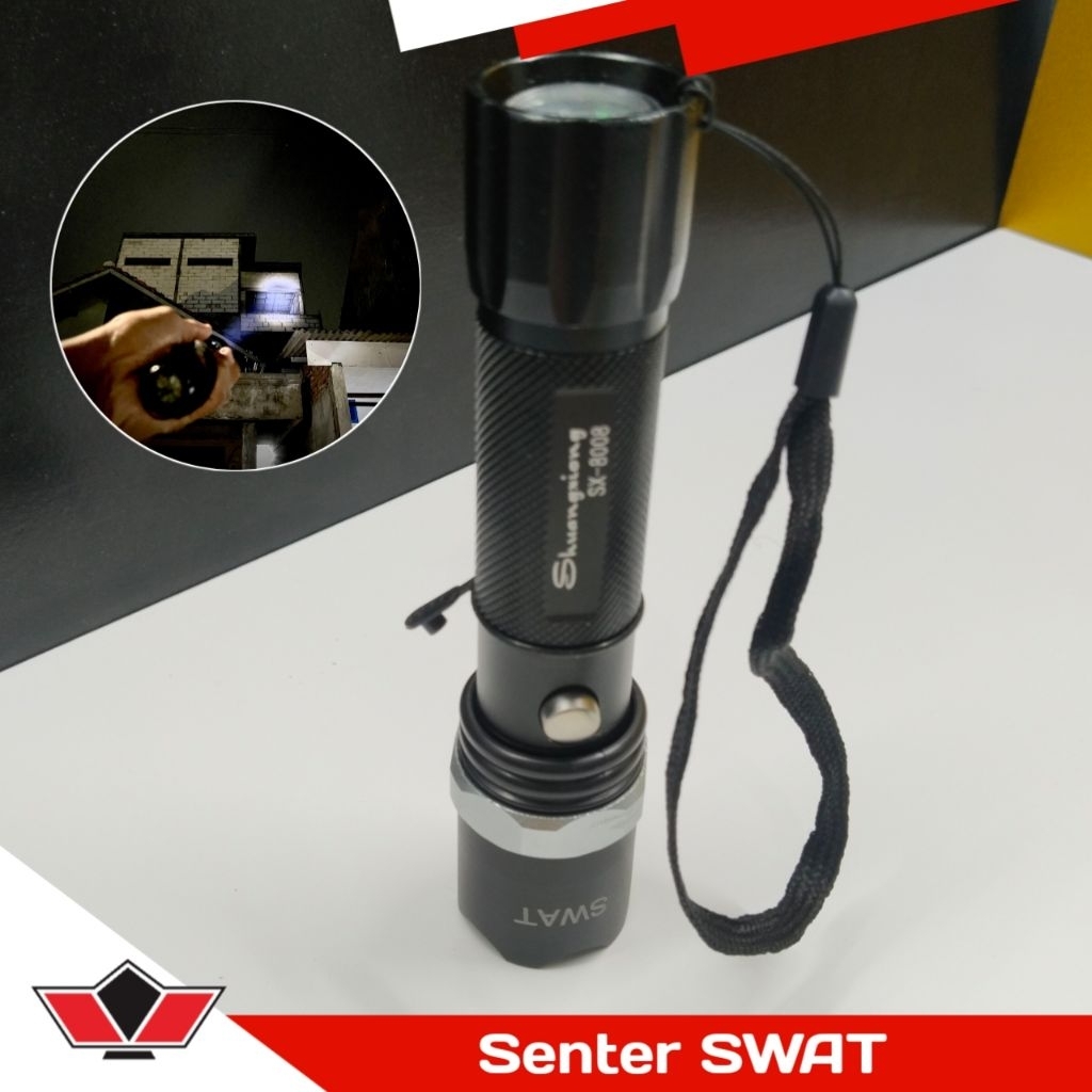 SENTER SWAT POLICE EMERGENCY SENTER PENDAKIAN SENTER SOROT SUPER TERANG RECHARGEABLE