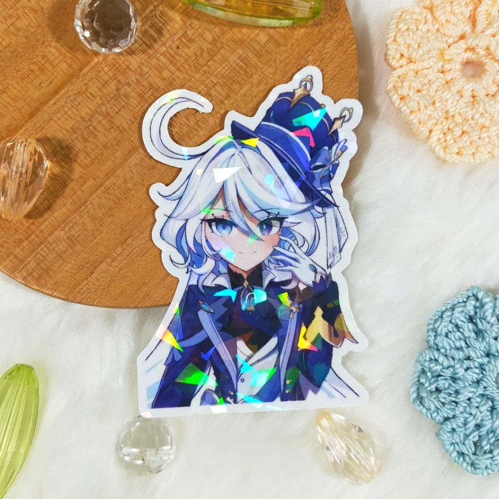 

Sticker Hologram Brokenglass Fanmerch Genshin Impact Furina Original Fanart by Merch Trove Art