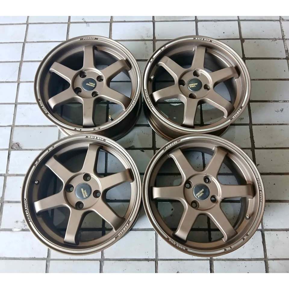 VELG MOBIL RACING RAYS TE37 RING 15 LUBANG BAUT PCD 4X100 PELEK
