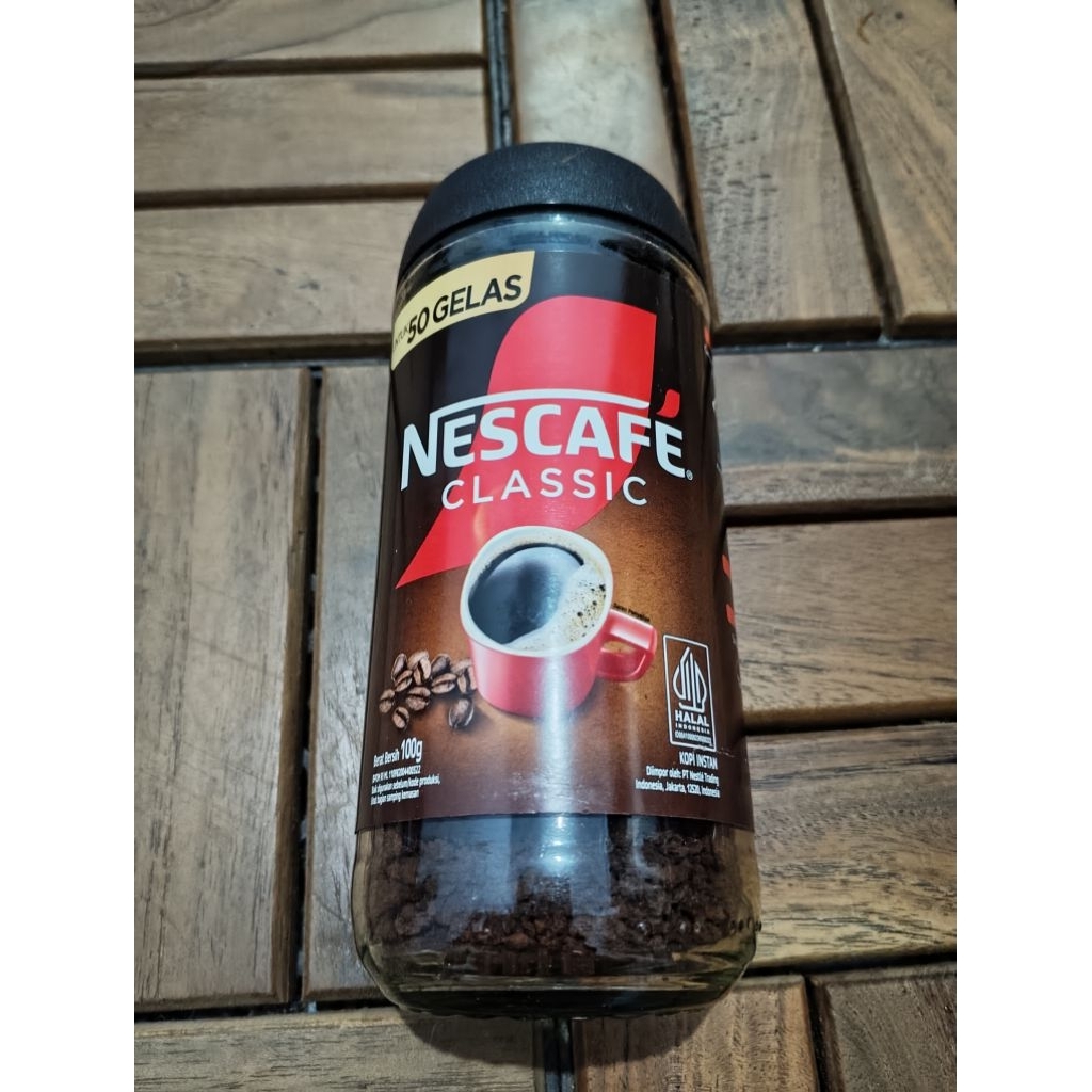 

nescafe classic 100 gr jar.botol kaca.toples